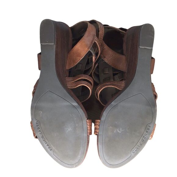 Franco Sarto Leather Double Buckle Straps Sandal‎ Women's Heels 9.5M Gladiator - Picture 14 of 14